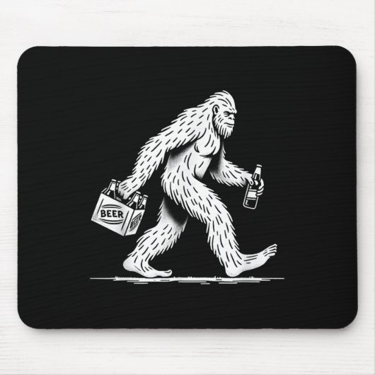 Retro Bigfoot Drink Beer - Funny Sasquatch Mousepad (Vorne)
