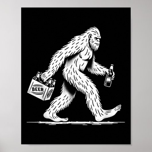 Retro Bigfoot Drink Beer - Funny Sasquatch Poster (Vorne)