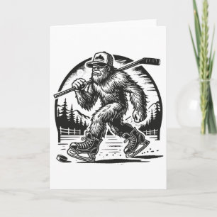 Retro Bigfoot Hockey Lustig Sasquatch Bigfoot Spie Karte
