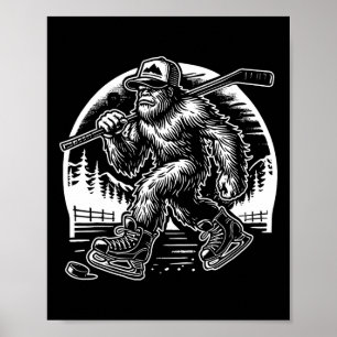 Retro Bigfoot Hockey Lustiges Sasquatch Bigfoot Sp Poster