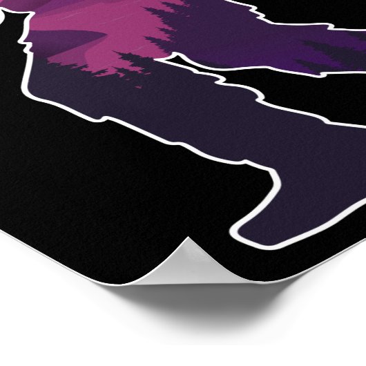 Retro Bigfoot Mountain Forest Landschaft Wildernes Poster (Ecke)