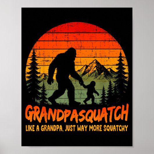Retro Bigfoot Opa Squatch wie ein Opa Poster (Vorne)