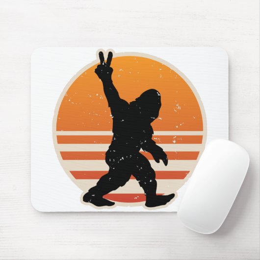 Retro Bigfoot Peace Sign Mousepad (Mit Mouse)