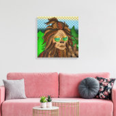 Retro-Bigfoot | Pop Art Sasquatch Leinwanddruck (Insitu (Wohnzimmer))
