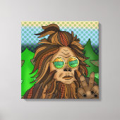 Retro-Bigfoot | Pop Art Sasquatch Leinwanddruck (Vorderseite)