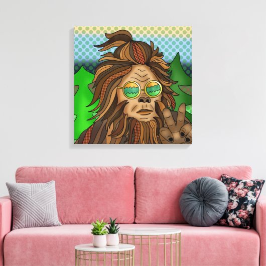 Retro-Bigfoot | Pop Art Sasquatch Leinwanddruck (Insitu (Wohnzimmer))