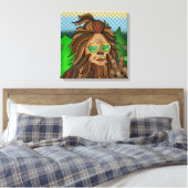 Retro-Bigfoot | Pop Art Sasquatch Leinwanddruck (Insitu (Schlafzimmer))