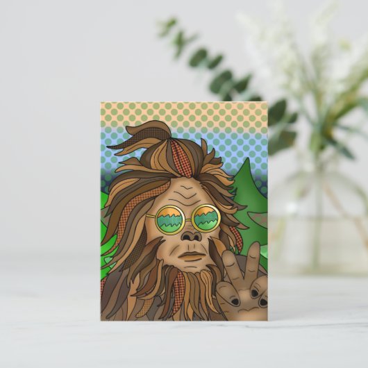 Retro-Bigfoot | Pop Art Sasquatch Postkarte (Stehend Vorderseite)