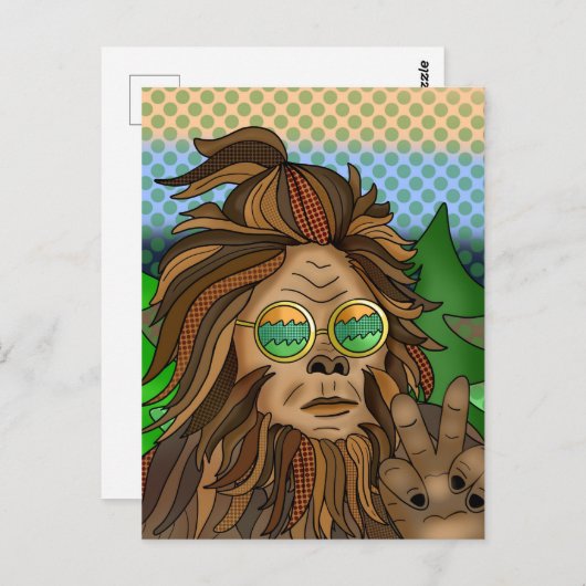 Retro-Bigfoot | Pop Art Sasquatch Postkarte (Vorne/Hinten)