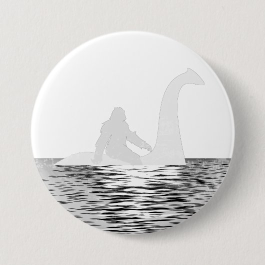 Retro Bigfoot Reiten über den Loch Ness Button (Vorderseite)