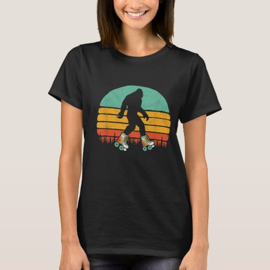 Retro Bigfoot Roller Skaten Sasquatch 80er Skater T-Shirt (Vorderseite)