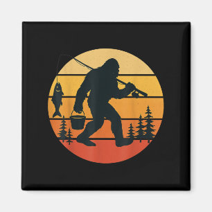 Retro Bigfoot Sasquatch Angeln Vater Magnet