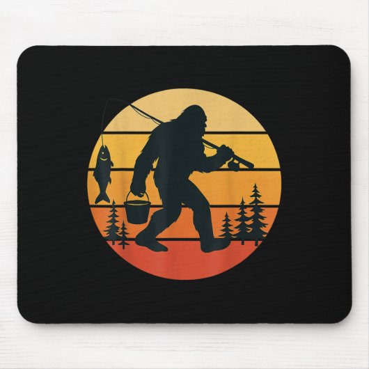 Retro Bigfoot Sasquatch Angeln Vater Mousepad (Vorne)