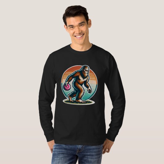 Retro Bigfoot Sasquatch Disk Golf T-Shirt (Vorne ganz)
