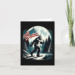 Retro Bigfoot Sasquatch Full Moon Patriotic Americ Karte