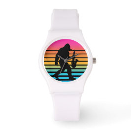 Retro Bigfoot Saxophon Sonnenuntergang Armbanduhr