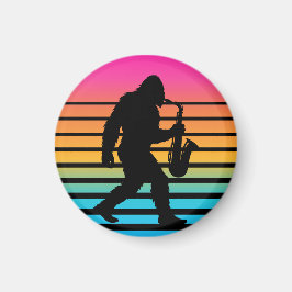 Retro Bigfoot Saxophon Sonnenuntergang Magnet