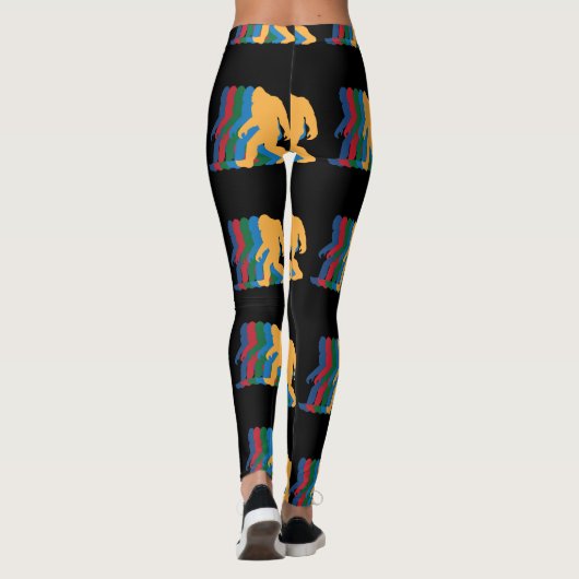 Retro Bigfoot Silhouette 70er Vintag Leggings (Rückseite)