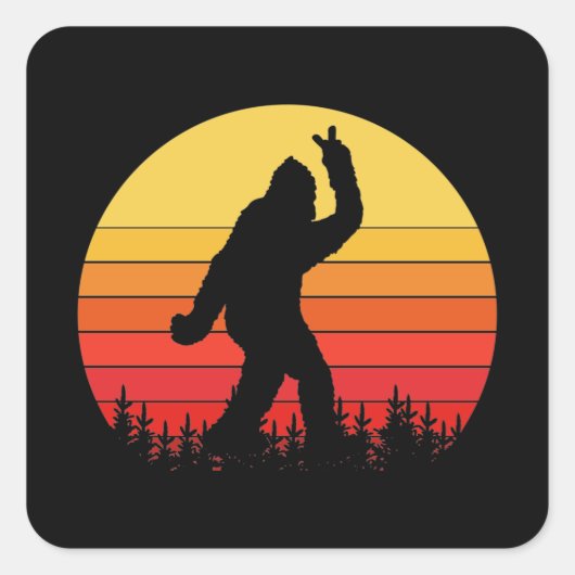 Retro Bigfoot Surfer glauben Typ Quadratischer Aufkleber (Vorderseite)