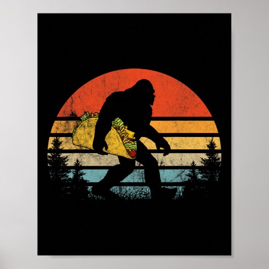 Retro Bigfoot Taco Funny Cinco De Mayo Poster (Vorne)