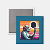 Retro-Bigfoot-Total-Solar-Eclipse-Illustration Magnet (Vorderseite/Rückseite)