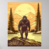 Retro Bigfoot Vintag Sasquatch Mountains Poster (Vorne)