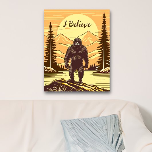 Retro Bigfoot Vintag Sasquatch Mountains Poster