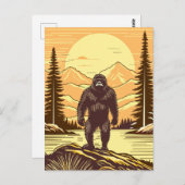 Retro Bigfoot Vintag Sasquatch Mountains Postkarte (Vorne/Hinten)