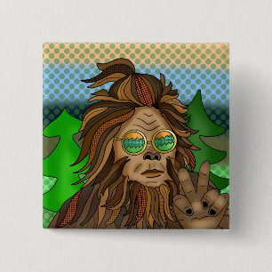 Retro Bigfoot Vintage Farben Sasquatch Pop Art Button