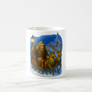 Retro Bigfoot Weihnachtsmann & Rentiere Vintage 90 Kaffeetasse