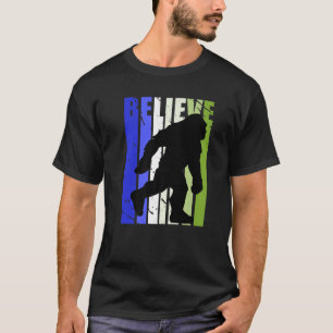 Retro Bigfoot Yeti Vintage gestörte Designs Blau T-Shirt