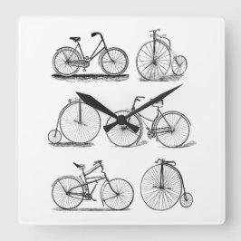 Retro Bike Clock Quadratische Wanduhr