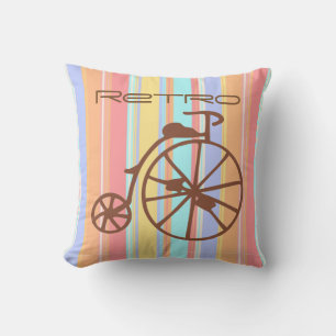 Retro Bike Polyester Kissen 16" x 16"