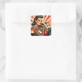 Retro-Biker-Button Quadratischer Aufkleber (Tasche)