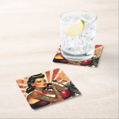 Retro-Biker-Button Rechteckiger Pappuntersetzer (Vor Ort)