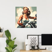 Retro Biker Frau Poster (Heimbüro)