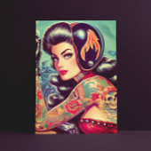 Retro Biker Girl Postkarte