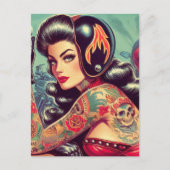 Retro Biker Girl Postkarte (Vorderseite)