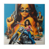 Retro Biker Girls Fliese (Vorderseite)