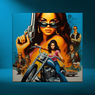 Retro Biker Girls Fliese