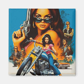 Retro Biker Girls Magnet (Vorne)