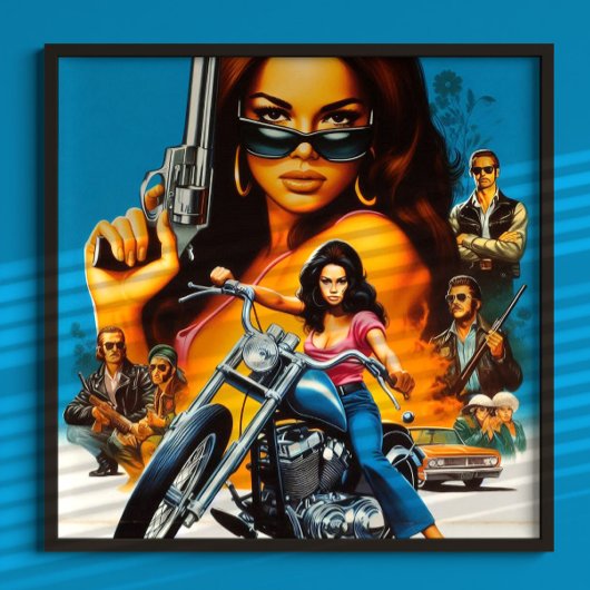 Retro Biker Girls Poster