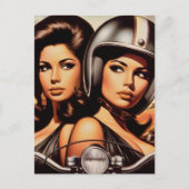 Retro-Biker-Girls Postkarte (Vorderseite)