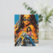 Retro Biker Girls Postkarte (Stehend Vorderseite)
