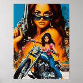 Retro-Biker-Mädchen Poster (Vorne)