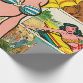 Retro Bikini Girl Summer Comic Geschenkpapier (Ecke)