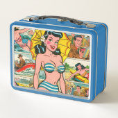 Retro Bikini Girl Summer Comic Metall Brotdose (Rückseite)