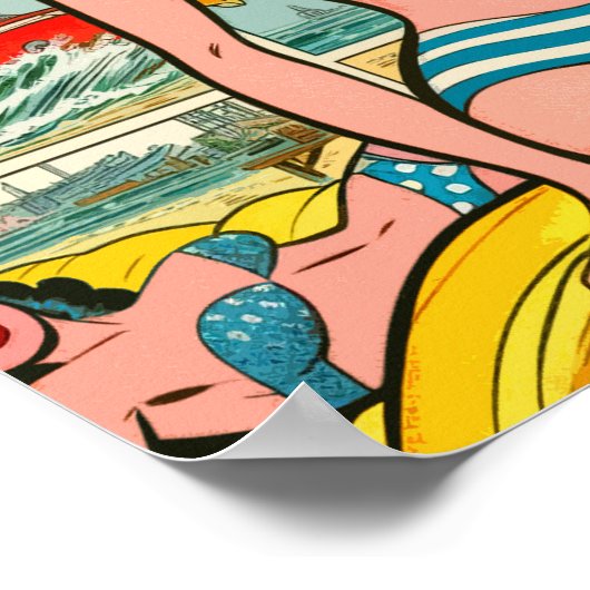 Retro Bikini Girl Summer Comic Poster (Ecke)