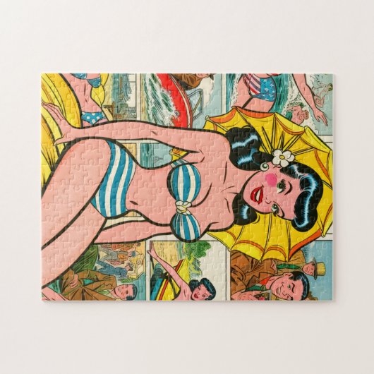 Retro Bikini Girl Summer Comic Puzzle (Horizontal)