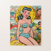 Retro Bikini Girl Summer Comic Puzzle (Vertikal)